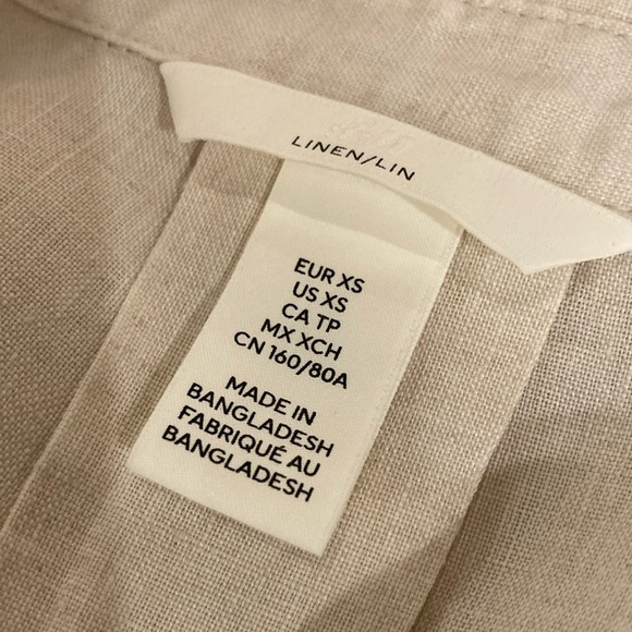 H & M Short Sleeved Linen Shirt Size XS - Picture 2 of 8